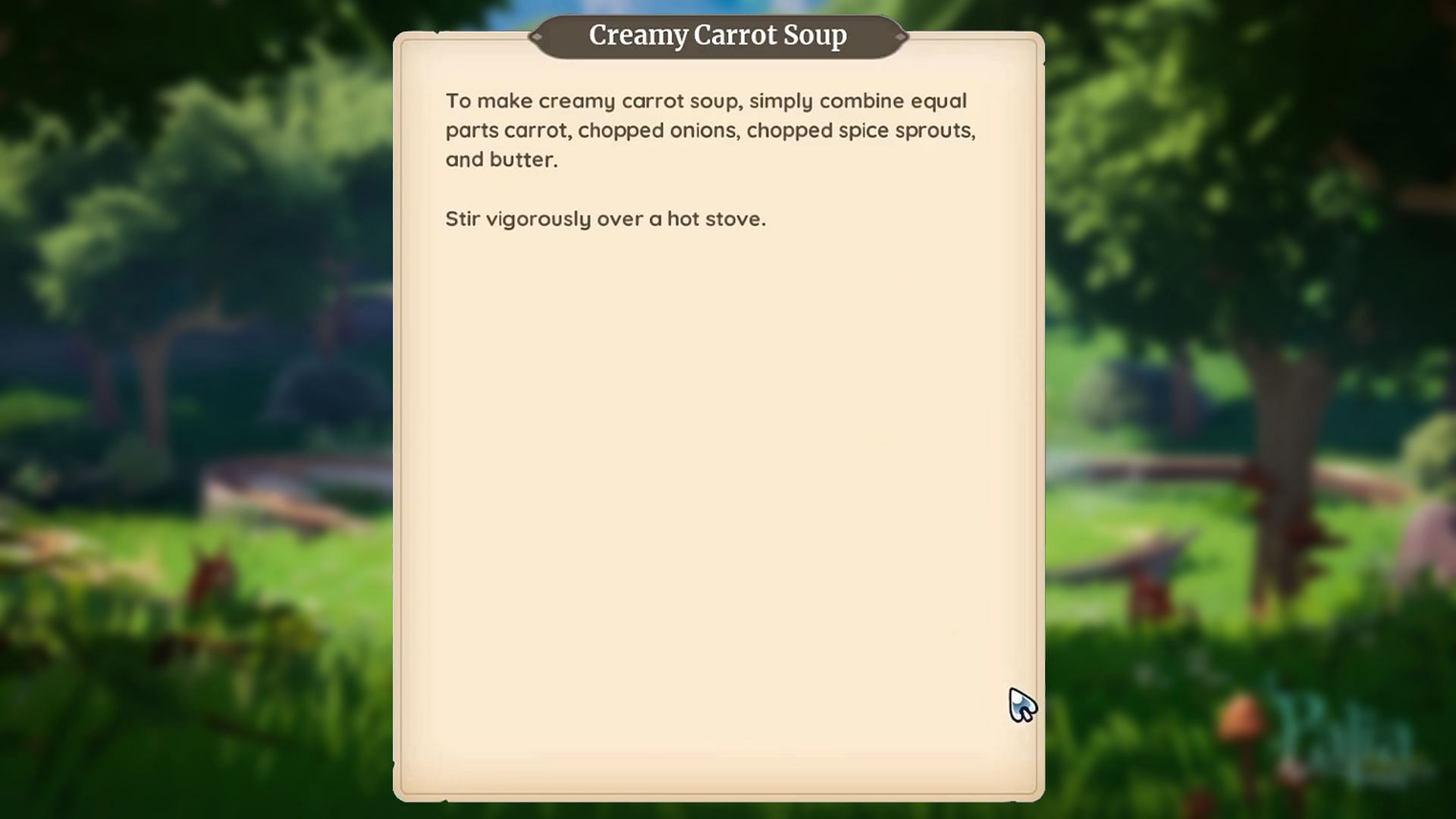 Once you have received the recipe, you are ready to cook (Image via Singularity 6)